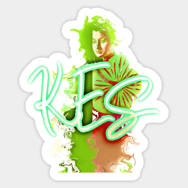 Kiwi hibiscus fire Sticker by ericbear36